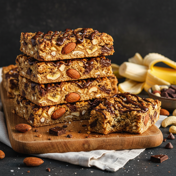 Nutty Chocolate Banana Granola Bars recipe