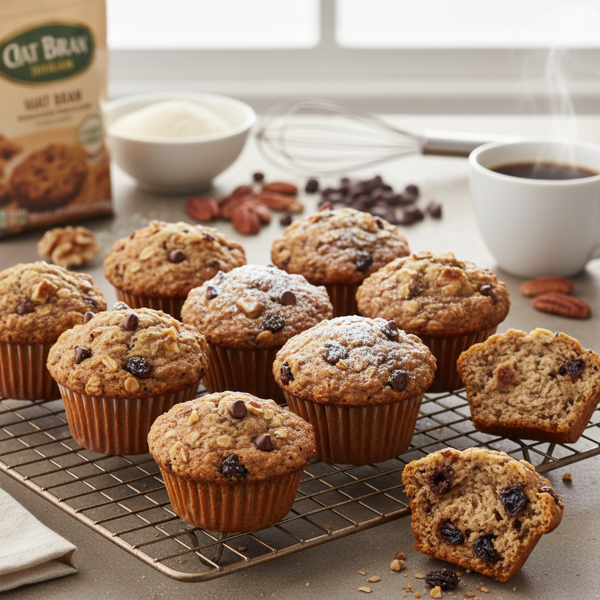 Nutty Chocolate Chip and Raisin Oat Bran Muffins recipe