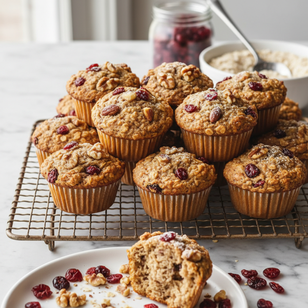 Nutty Cranberry Oatmeal Muffins recipe