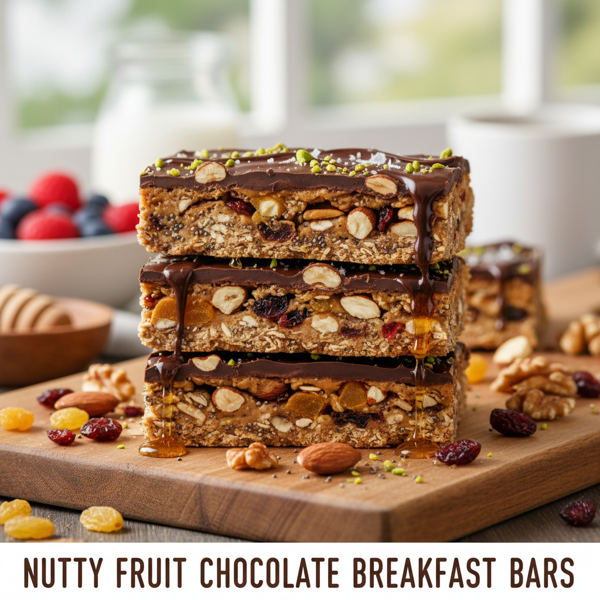 Nutty Fruit Chocolate Breakfast Bars recipe