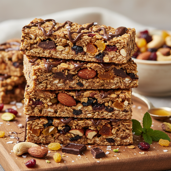 Nutty Fruit & Chocolate Granola Bars recipe