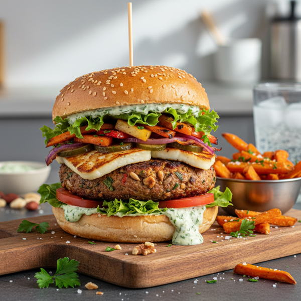 Nutty Herb-Infused Veggie Delight Burger recipe