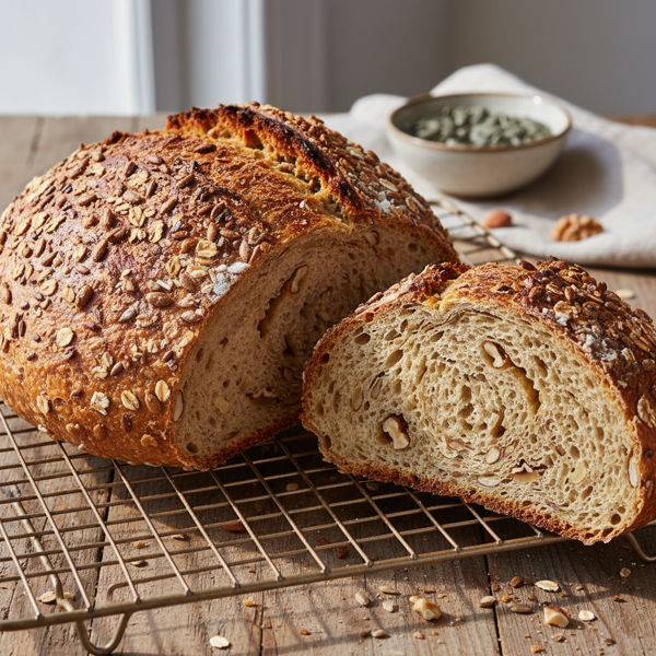 Nutty Multigrain Sunflower Sourdough Bread recipe