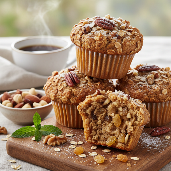 Nutty Oatmeal Delight Muffins recipe