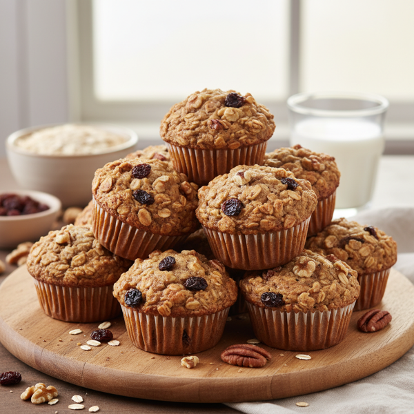 Nutty Oatmeal Raisin Muffins recipe