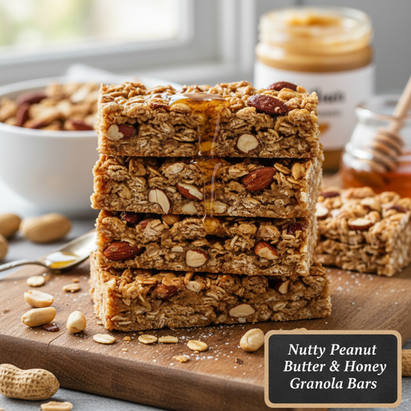 Nutty Peanut Butter & Honey Granola Bars recipe