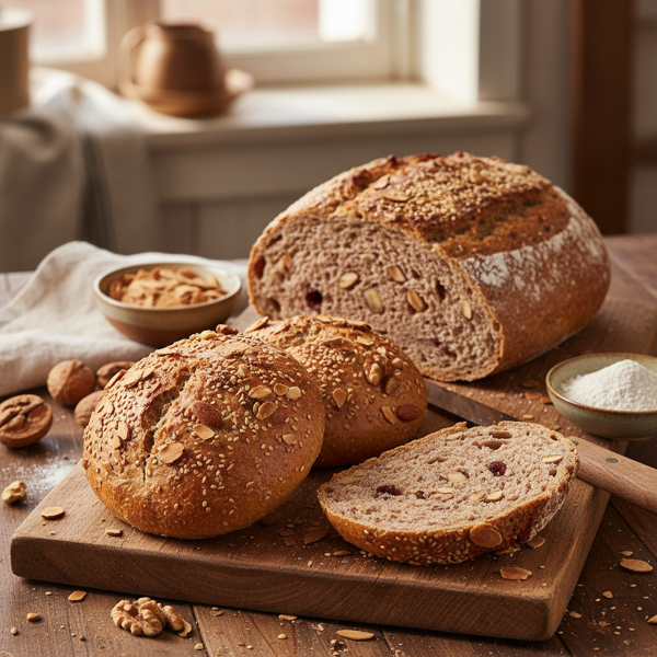 Nutty Rye Almond Artisan Bread and Burger Buns recipe