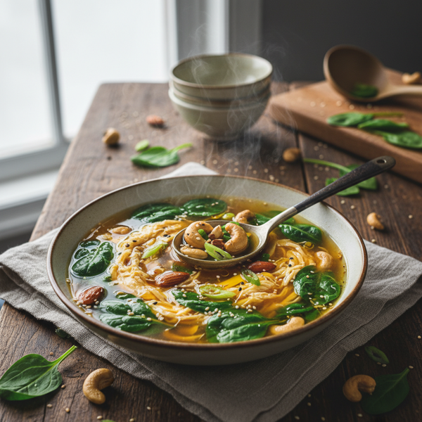 Nutty Spinach Egg Drop Soup recipe