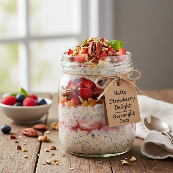 Nutty Strawberry Delight Overnight Oats recipe