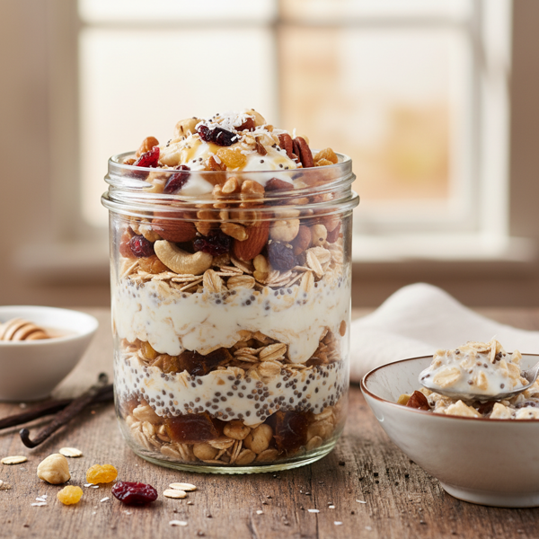 Nutty Vanilla Overnight Oatmeal Muesli recipe