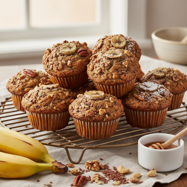 Nutty Whole Wheat Banana Flax Muffins recipe
