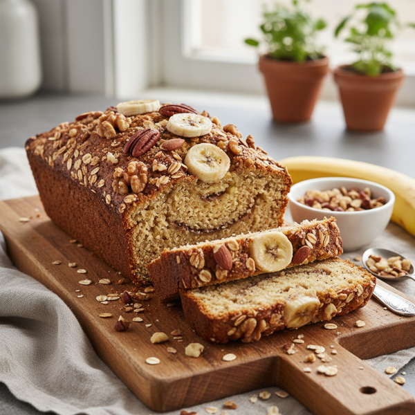 Nutty & Moist Banana Oat Loaf recipe