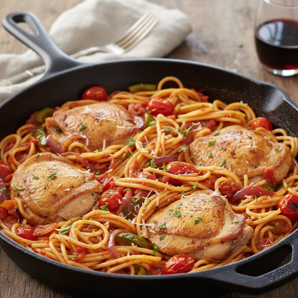 One-Pan Italian Chicken and Spaghetti recipe
