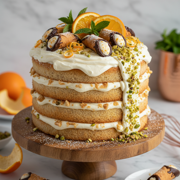 Orange-Infused Cannoli Layer Cake recipe