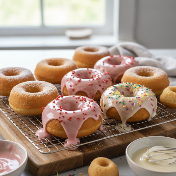Oven-Baked Cake Donuts with Optional Glazes recipe