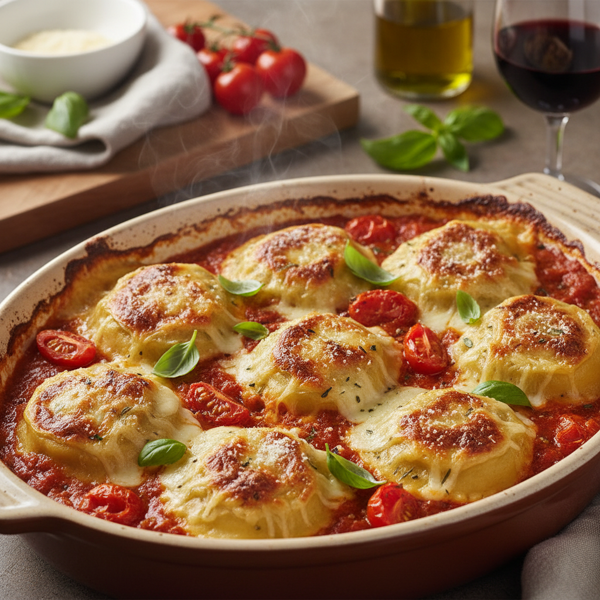 Oven-Baked Caprese Jumbo Ravioli recipe