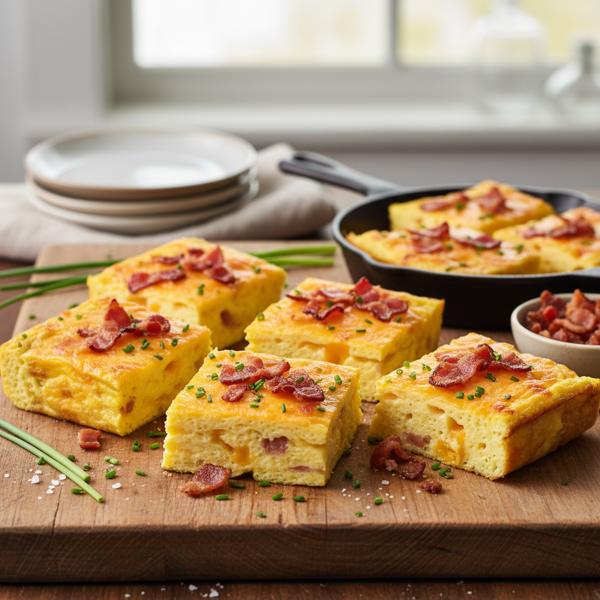 Oven-Baked Cheddar Bacon Omelet Squares recipe