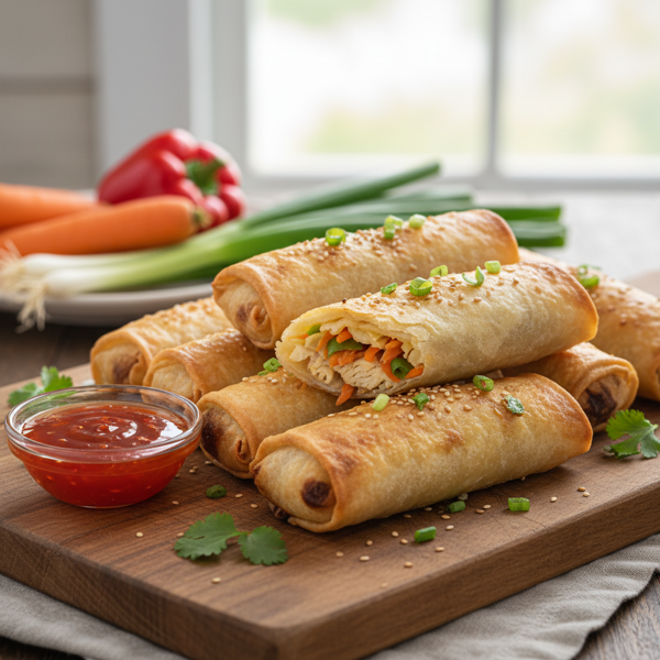 Oven-Baked Chicken & Vegetable Spring Rolls recipe