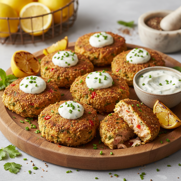 Oven-Baked Moroccan Spiced Salmon Cakes with Creamy Garlic Aioli recipe