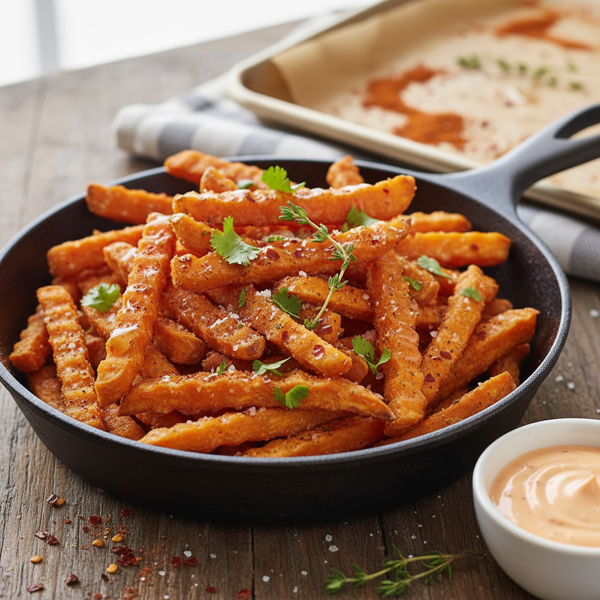 Oven-Baked Spicy Sweet Potato Fries recipe