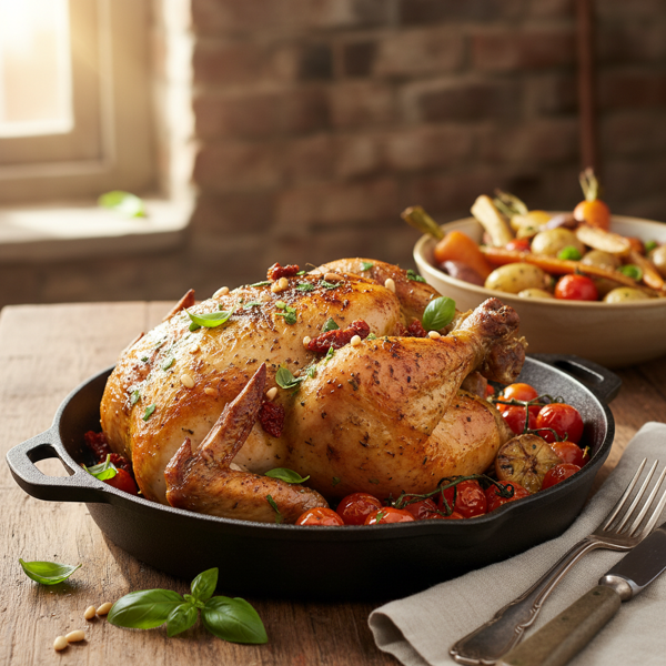 Oven-Roasted Chicken with Creamy Sun-Dried Tomato Basil Pesto recipe