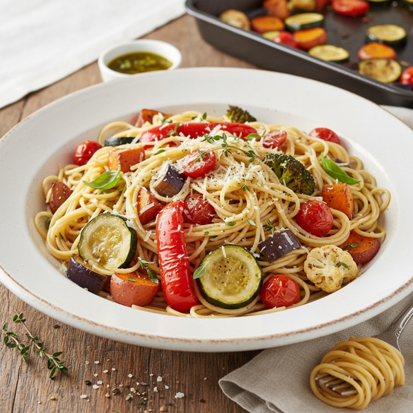 Oven-Roasted Vegetable Angel Hair Pasta recipe