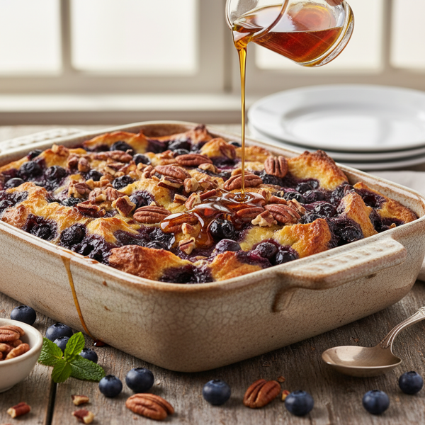 Overnight Blueberry-Pecan Bake with Maple Syrup recipe