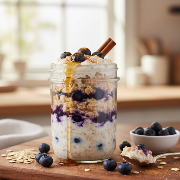 Overnight Blueberry Cinnamon Oats recipe