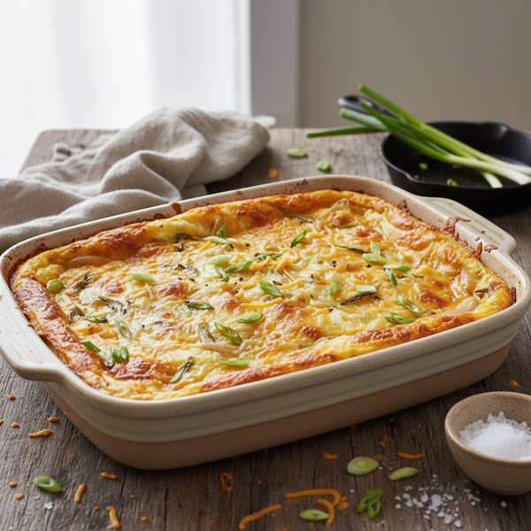 Overnight Cheesy Green Onion Egg Bake recipe