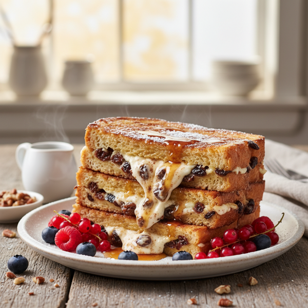 Overnight Cinnamon Raisin Stuffed French Toast recipe