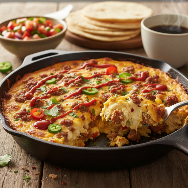 Overnight Spicy Breakfast Casserole Delight recipe