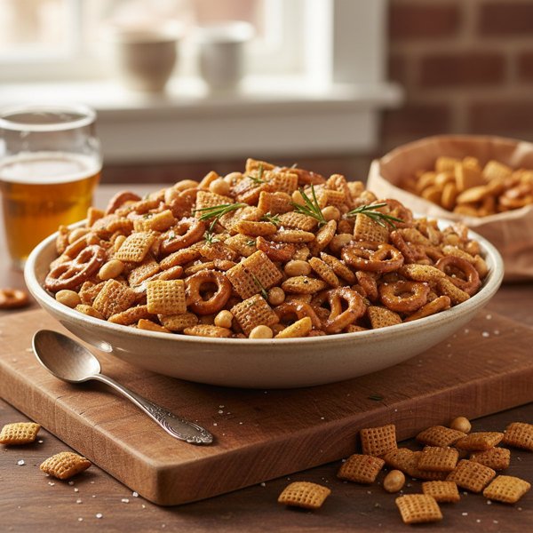 Pady's Hearty Chex Party Mix Delight recipe