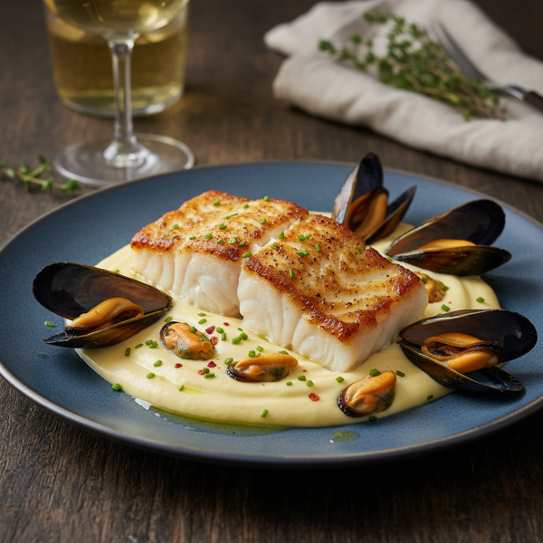 Pan-Seared Cod with Velvety Mussel Aioli recipe