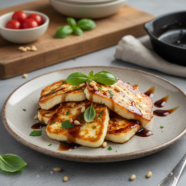 Pan-Seared Halloumi with Caramelised Balsamic Glaze recipe