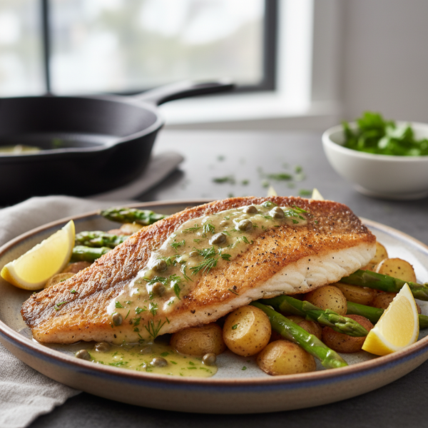 Pan-Seared Snapper with Garlic Herb Caper Butter recipe