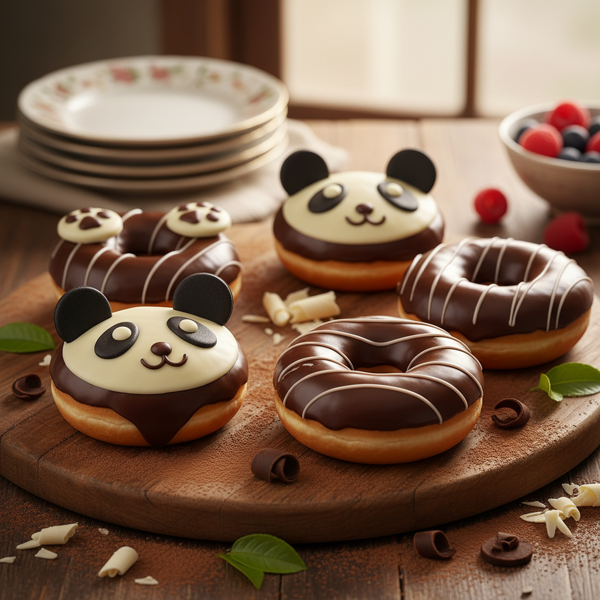Panda-Themed Chocolate Donuts recipe