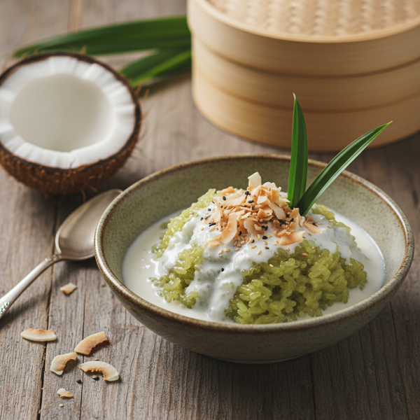 Pandan Coconut Sticky Rice Pudding recipe