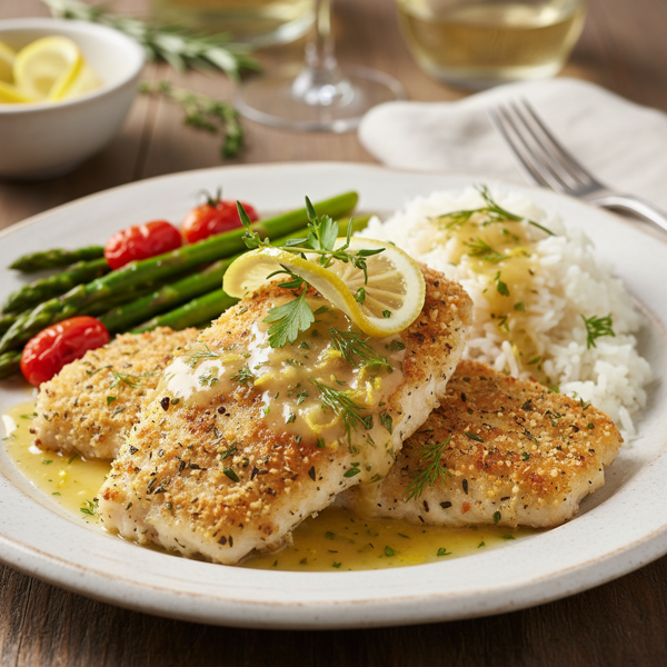 Parmesan-Crusted Broiled Tilapia with Lemon Herb Sauce recipe