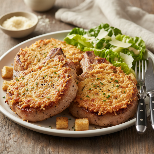 Parmesan-Crusted Caesar Pork Chops recipe