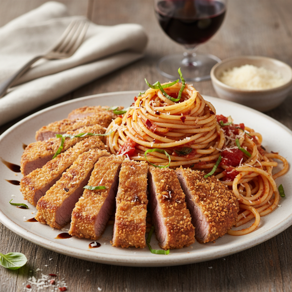 Parmesan-Crusted Veal Spaghetti Delight recipe