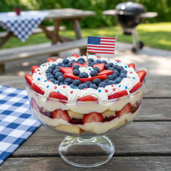Patriotic Berry Cheesecake Trifle recipe