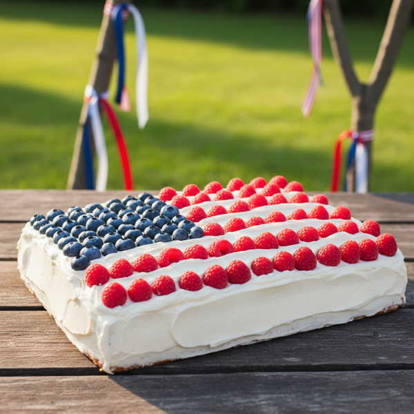 Patriotic Blueberry-Raspberry Flag Cake recipe