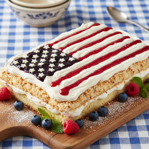 Patriotic Coconut Cream Dessert Flag recipe