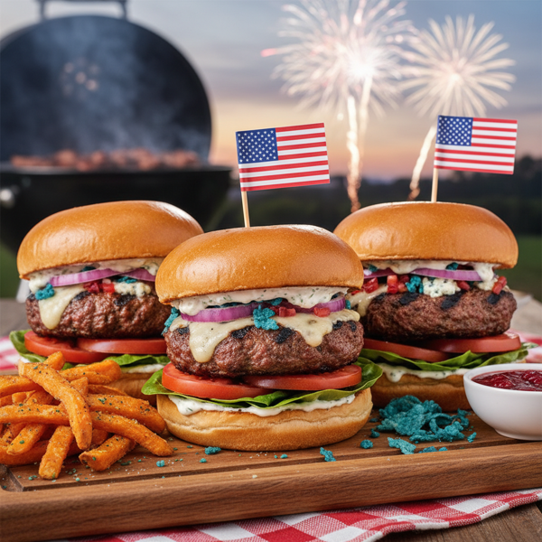 Patriotic Grilled Heritage Burgers recipe