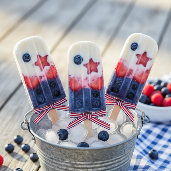Patriotic Yogurt Popsicles recipe