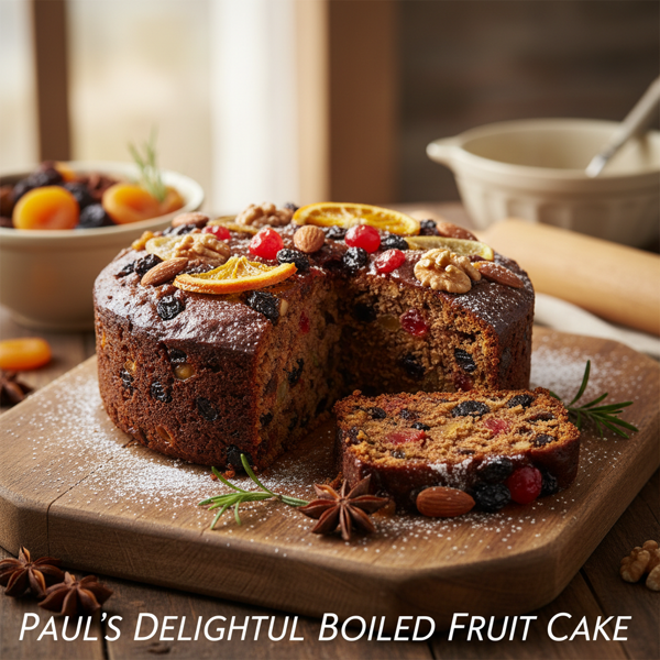 Paul's Delightful Boiled Fruit Cake recipe