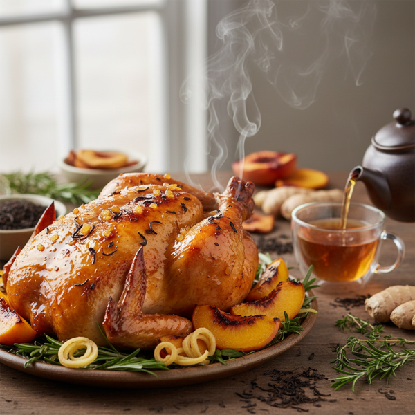 Peach-Ginger Glazed Chicken with Tea Infusion recipe