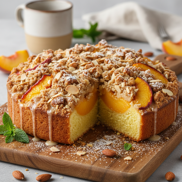 Peach Almond Streusel Coffee Cake recipe