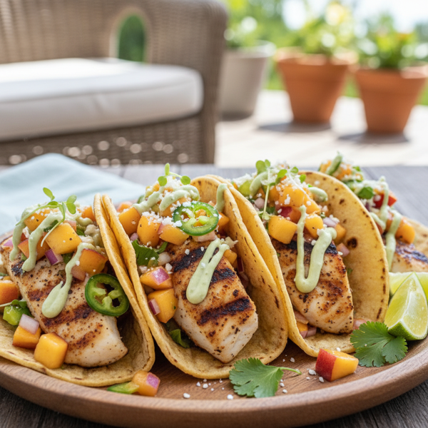 Peach & Jalapeño Fish Tacos recipe