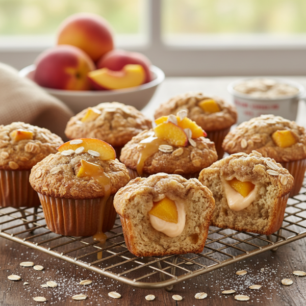 Peachy Oatmeal Delight Muffins recipe